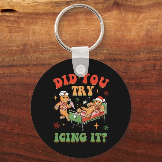 Retro ICU Verpleegster Kerstmis Gingerbread Heb je Sleutelhanger (Voorkant)