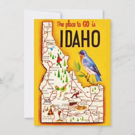 Retro Idaho Kaart Verhuisaankondiging (Voorkant)
