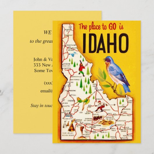 Retro Idaho Kaart Verhuisbericht (Voorkant / Achterkant)