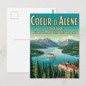  Retro Idaho Lake Coeur d'Alene Briefkaart (Voorkant / Achterkant)