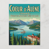 Retro Idaho Lake Coeur d'Alene Briefkaart (Voorkant)