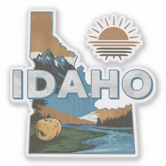 Retro Idaho State Car Sticker (Voorkant)