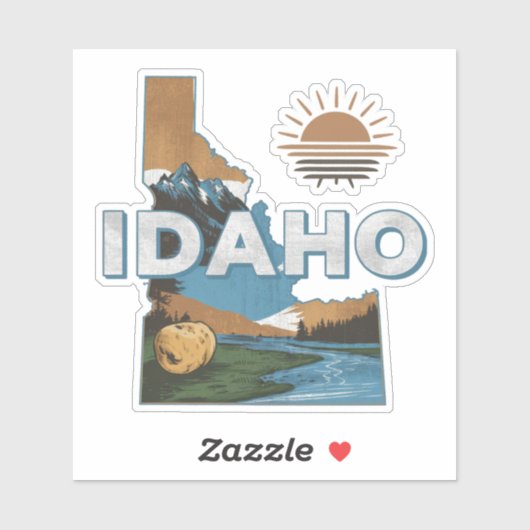 Retro Idaho State Car Sticker (Vel)