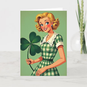 Retro Ierse vrolijke vrouwenkaart Kaart