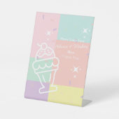 Retro ijs advies & wensen reclamebord met voetstuk (Voorkant)