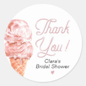 Retro Ijs Blush Bruiloft Favor Ronde Sticker (Voorkant)