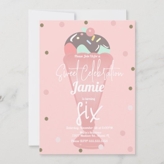 Retro ijs confetti sundae bol    kaart (Voorkant)