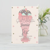 Retro ijs confetti sundae schep  kaart (Staand voorkant)