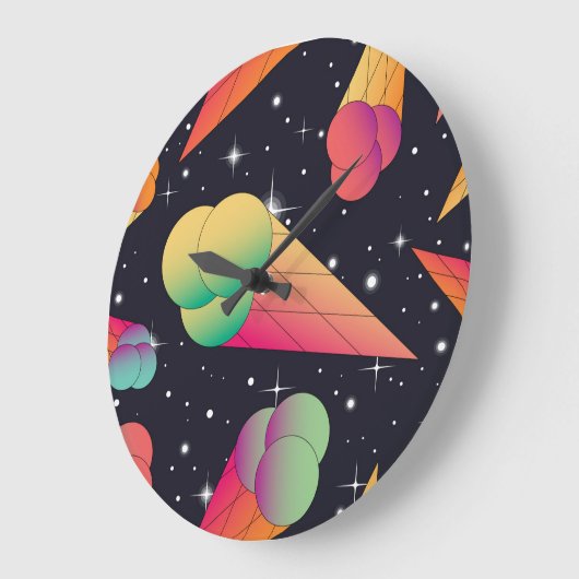 Retro-ijs, kosmisch neon. grote klok (Hoek)