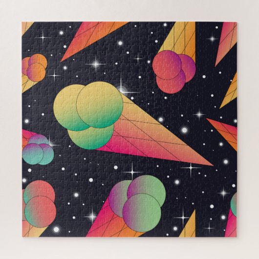 Retro-ijs, kosmisch neon. legpuzzel (Verticaal)