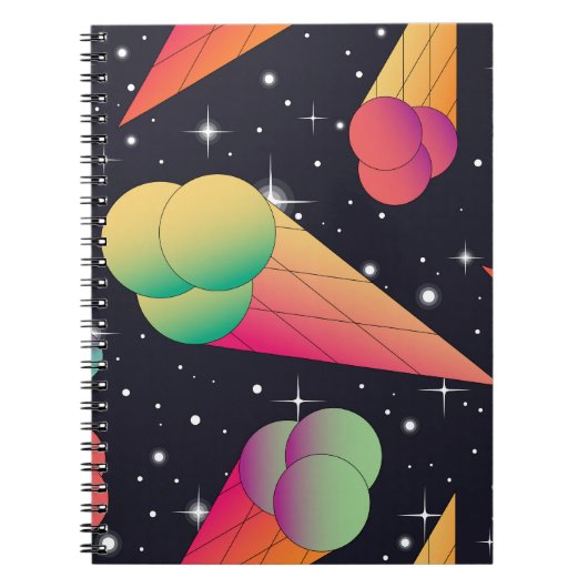 Retro-ijs, kosmisch neon. notitieboek (Voorkant)