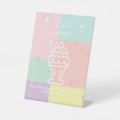 Retro ijs laten we grazen! reclamebord met voetstuk (Voorkant)