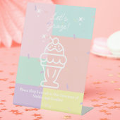 Retro ijs laten we grazen! reclamebord met voetstuk