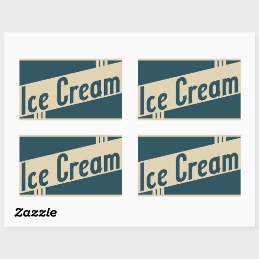 retro-ijs rechthoekige sticker (Vel)