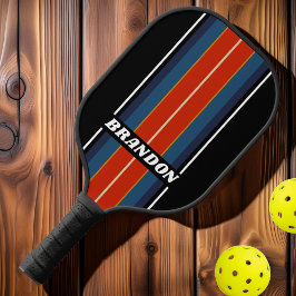 Retro Ijs Regenboog Board Strepen met Naam Pickleball Paddle