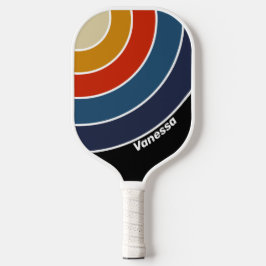 Retro Ijs Regenboog Cirkel Streep met Naam Pickleball Paddle