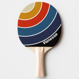 Retro Ijs Regenboog Cirkel Streep met Naam Tafeltennisbatje
