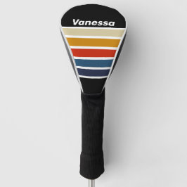 Retro Ijs Regenboog Dwars Strepen met Naam Golfheadcover