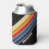 Retro-ijs regenboog gestreept met naam blikjeskoeler (Blikje Voorkant)