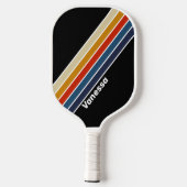 Retro Ijs Regenboog Gestreept met Naam Pickleball Paddle (Achterkant)