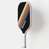 Retro Ijs Regenboog Gestreept met Naam Pickleball Paddle (Links)