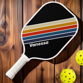 Retro Ijs Regenboog Gestreept met Naam Pickleball Paddle