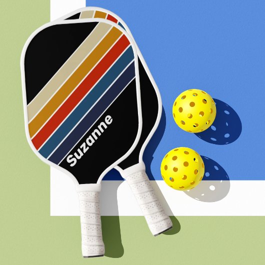 Retro Ijs Regenboog met Naam Pickleball Paddle