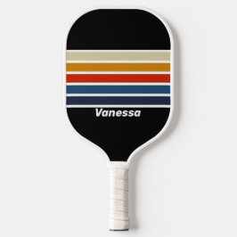Retro Ijs Regenboog Over Gestreept met Naam Pickleball Paddle