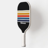 Retro Ijs Regenboog Over Gestreept met Naam Pickleball Paddle (Links)