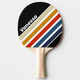 Retro Ijs Regenboog Schuin Strepen met Naam Tafeltennisbatje