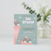 Retro ijs sociale sundae flyer uitnodiging   (Staand voorkant)