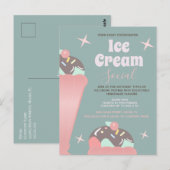 Retro ijs sociale sundae flyer uitnodiging   (Voorkant / Achterkant)