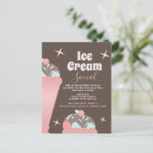 Retro ijs sociale sundae flyer uitnodiging (Staand voorkant)
