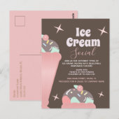 Retro ijs sociale sundae flyer uitnodiging (Voorkant / Achterkant)