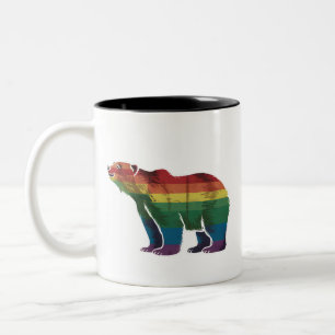Retro IJsbeer Regenboog Lesbisch LGBT Homoprent Tweekleurige Koffiemok