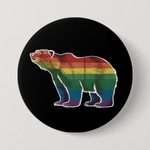 Retro IJsbeer Regenboog Lesbisch LHBT Homo Pride Ronde Button 7,6 Cm