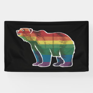 Retro IJsbeer Regenboog Lesbisch LHBT Homo Pride Spandoek