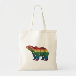 Retro IJsbeer Regenboog Lesbisch LHBT Homo Trots Tote Bag