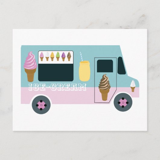 Retro IJscowagen Briefkaart (Voorkant)
