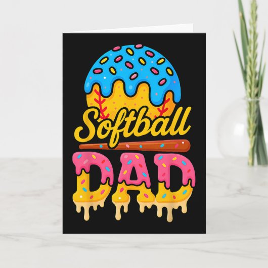 Retro ijsdruppel softbal vader gamendag vader vade kaart (Voorkant)