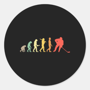 Retro-ijshockey-evolutie-cadeau voor ijshockey ronde sticker