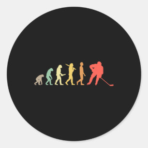 Retro-ijshockey-evolutiegeschenk voor ijshockey-pl ronde sticker