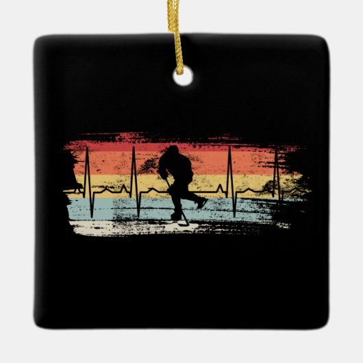 Retro IJshockey Keramisch Ornament (Voorkant)
