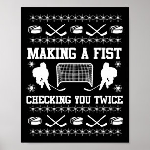 Retro IJshockeyspeler Coach Sportliefhebber Grafie Poster