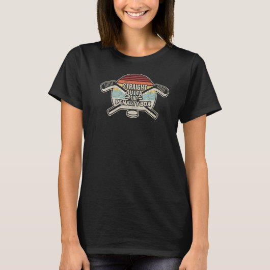 Retro ijshockeyspeler direct uit de strafschop t-shirt (Voorkant)