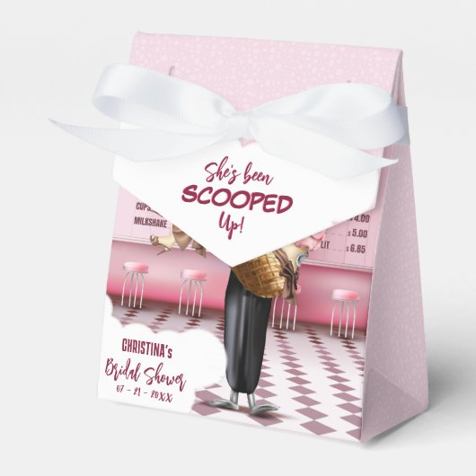 Retro-ijsje schepte bruiloft op bedankdoosjes (Voorkant Zijde)