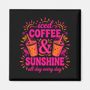 Retro ijskoude koffie & zonneschijn grappige zomer magneet