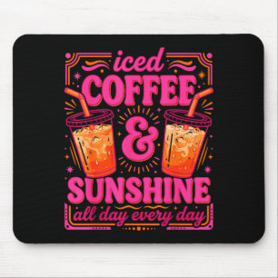 Retro ijskoude koffie & zonneschijn grappige zomer muismat