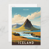 Retro IJslands Avontuur IJsland Briefkaart (Voorkant / Achterkant)