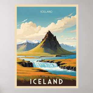 Retro IJslands Avontuur IJsland Poster